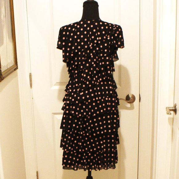 REDUCED! Ruffle Dress from Inc. International Concepts, Pink Polka Dot on Black - Picture 2 of 3